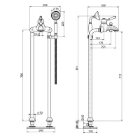 Carlo Frattini Bell Смеситель напольный для ванны с душевым комплектом, цвет: Хром