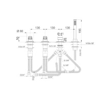 Fantini AL/23 Смеситель для ванны, набортный, 4 отв., без излива, цвет: хром