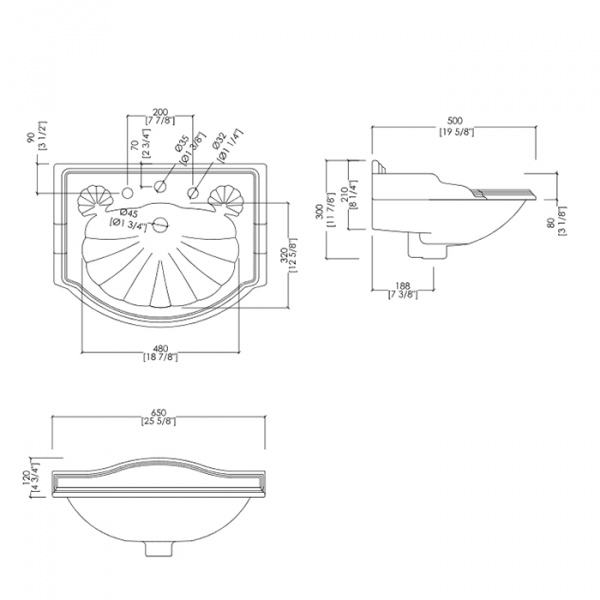 Devon&Devon Oxford Раковина 54х38 см, 2 отв., цвет: белый