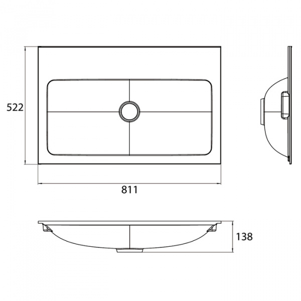 EMCO Раковина 81.1х52.2 см, 3 отв., накладная, для тумб 9583 274 22 и 9583 275 22, композит, цвет: белый