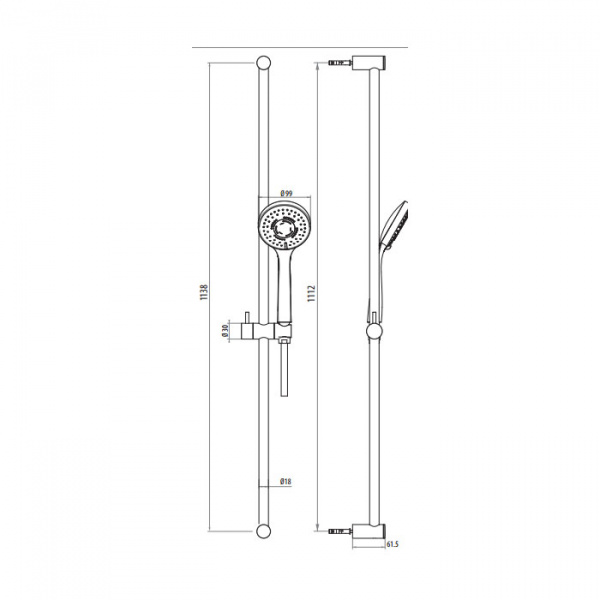 Gattoni PD Душевая стойка 114смсм с 3х режимной лейкой и шлангом, цвет: хром