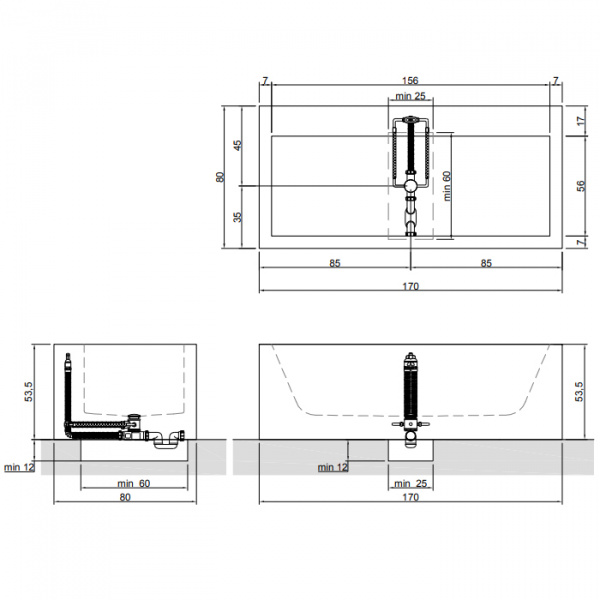 Antonio Lupi Biblio Ванна отдельностоящая (4 стороны) 170х80х53.5см
