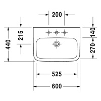 Duravit DuraStyle Раковина 60х44 см, 1 отв., медицинская, без перелива, цвет: белый