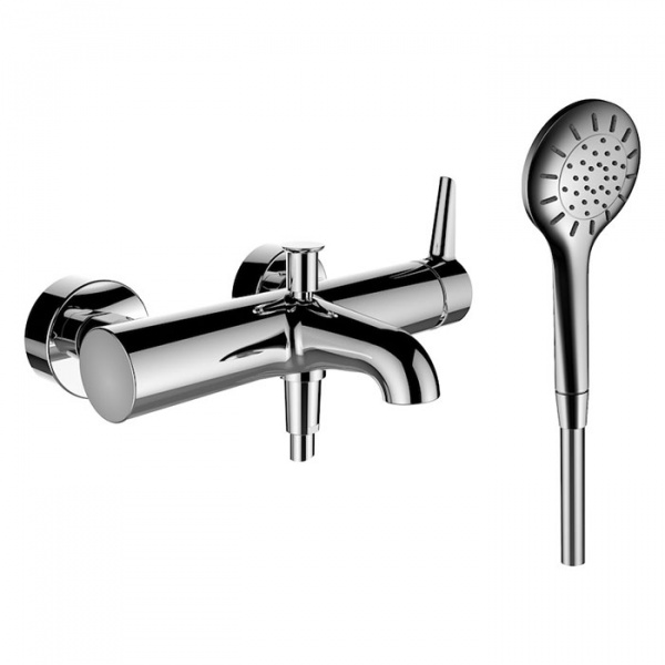 Laufen VAL Смеситель для ванны настенный, на 2 отв, с ручным душем, излив 175мм, цвет: хром