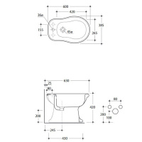 Kerasan Retro Биде напольное 60х38.5см, с 1 отв. под смеситель, цвет: черный глянец