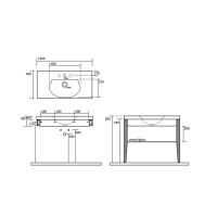Kerasan Bentley Консоль с раковиной 100х50см, с 1 отв. под смеситель, цвет: темный ясень