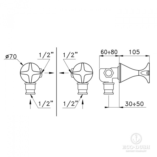 Stella 130 Угловой кран 0/152, цвет: хром