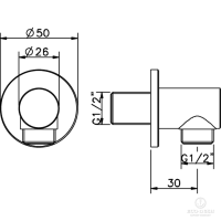 HUBER Harlock Вывод из стены для душевого шланга, цвет: хром,