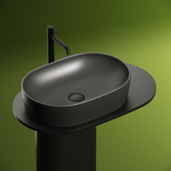 Умывальник чаша накладная овальная (цвет Темный Антрацит Матовый) Element 600*415*135мм Ceramica Nova темный антрацит матовый 