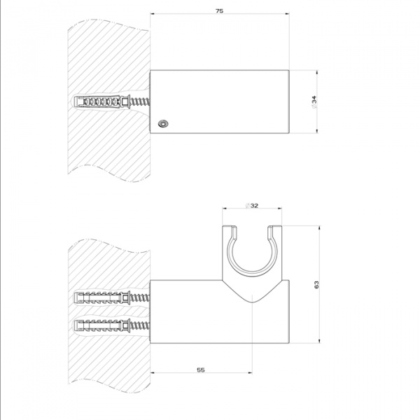 Gessi Inciso Shower Держатель для душевой лейки поворотный, цвет: black XL