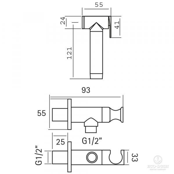 HUBER Lynox Гигиенический душ, нержавеющая сталь