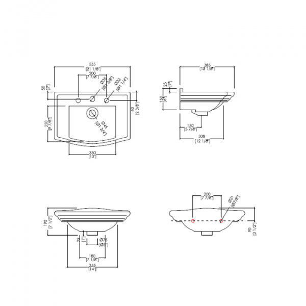 Devon&Devon Westminster Раковина 53.5х38.5 см, 1 отв., на пьедестале, цвет: белый