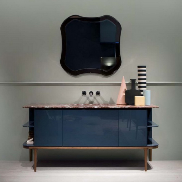 Antonio Lupi ILBagno Комплект мебели: тумба напольная с раковиной 180x54см, мраморная столешница, зеркало, цвет: Strada lucido/Rose/хром