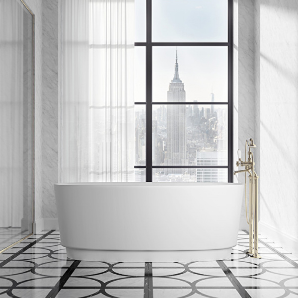 Devon&Devon Dove Ванна 170.5х64.7х84.6 см, ИЗ WHITE TEC PLUS, с донным клапаном с крышкой из WHITE TEC (цоколь белый), отдельностоящая