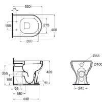 AZZURRA CHARME унитаз напольный 52х40см, слив универсальный, с креплением VFV, цвет: белый/бронза. с сиденьем шарниры