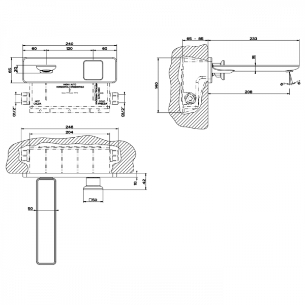 Gessi Внуренняя часть встраиваемого смесителя для раковины/биде