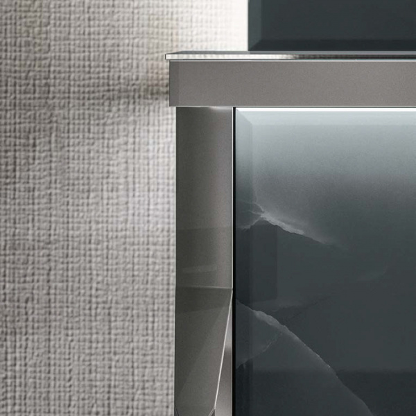 VITAGE milldue edition HILTON 06 Комплект мебели 226х56х77см напольный, 2 раковины, 2 зеркала, с подсветкой, цвет: onice smoke/полированная сталь