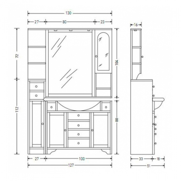 EBAN Eleonora Комплект мебели: база с раковиной 105 см, цвет: noce
