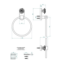 THG Rose Полотенцедержатель - кольцо 18см., подвесной, цвет: золото/розовый