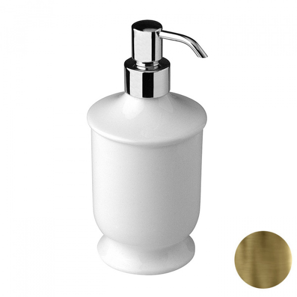 Nicolazzi On Shelf Дозатор для жидкого мыла из белой керамики, настольный, цвет: Bronze Plated
