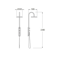 Armani Roca Baia Душевая стойка со встраиваемым термостатом с верхним, ручным душемм шланг 1,7м, цвет: хром
