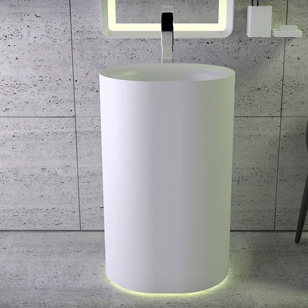 KNIEF Moon Раковина 55х45х90 см, без отв., напольная, c выпуском белым и сифоном, цвет: белый матовый