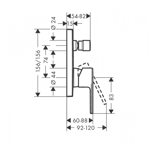 Hansgrohe Vernis Shape Смеситель для ванны, встраиваемый, внешняя часть, цвет: матовый черный