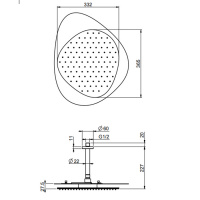Carlo Frattini Wellness Верхний душ Cloud, в комплекте с потолочным держателем 150 мм, верхняя пластина белая, подсветка белая-красная, цвет: хром
