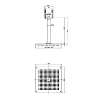 BOSSINI DREAM-CUBE Верхний душ 300 x 300 мм 1 режим - держателем вертикальным 300 x Ø 36 мм, цвет: хром