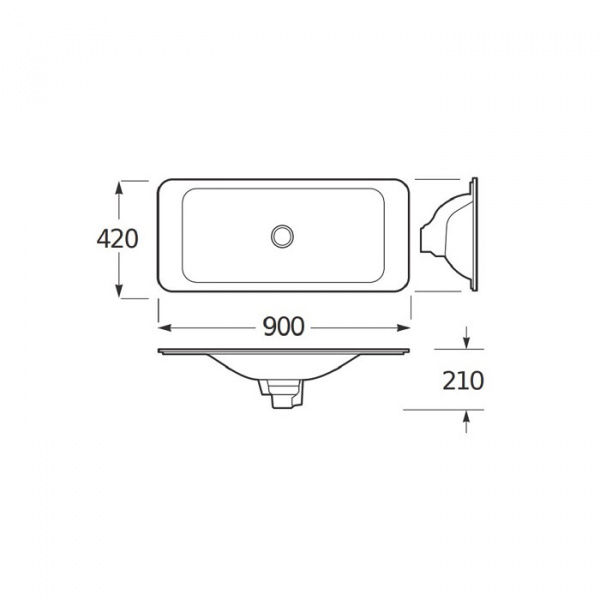 Armani Roca Baia Раковина 90x42 см, без отв., встраиваемая сверху, цвет: shagreen dark metallic