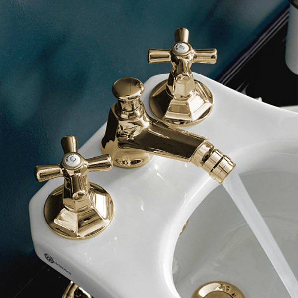 Sbordoni Deco Смеситель для биде на 3 отверстия, цвет: глянцевая латунь