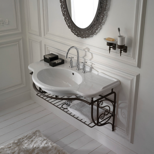 Globo Paestum Консоль подвесная 110x60x60см, с раковиной на 1 отв, цвет: состаренный металл