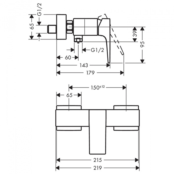 Hansgrohe Metropol Смеситель для душа, настенный, цвет: черный матовый