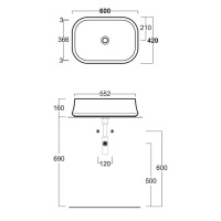 SIMAS Sharp Раковина 60х42 см, без отв., цвет: белый