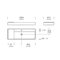 NOORTH milldue edition Раковина 126.5х47.2х12 см, 1 отв., накладная, цвет: белый