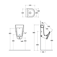 Globo Forty3 Писсуар настенный 37*32см без отверстий для крышки, с крепежом, цвет: белый