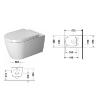 Duravit ME by Starck Унитаз подвесной Rimless без смывного края, свкл. крепление Durafix, 4,5л. с HygieneGlaze, 37x57см, Цвет: белый