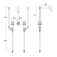 EMCO Asis Смеситель для раковины, на 3 отверстия излив 180мм,хром