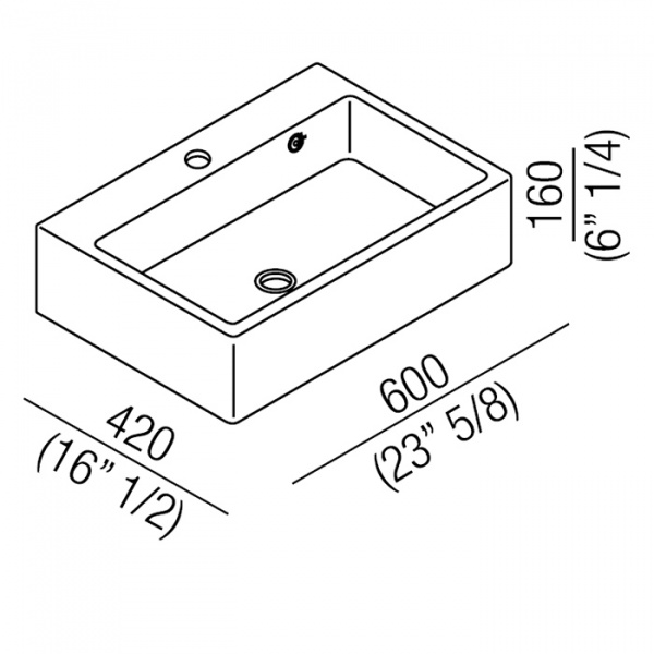 Agape Block Раковина 60x42x16 см, 1 отв., цвет: белый