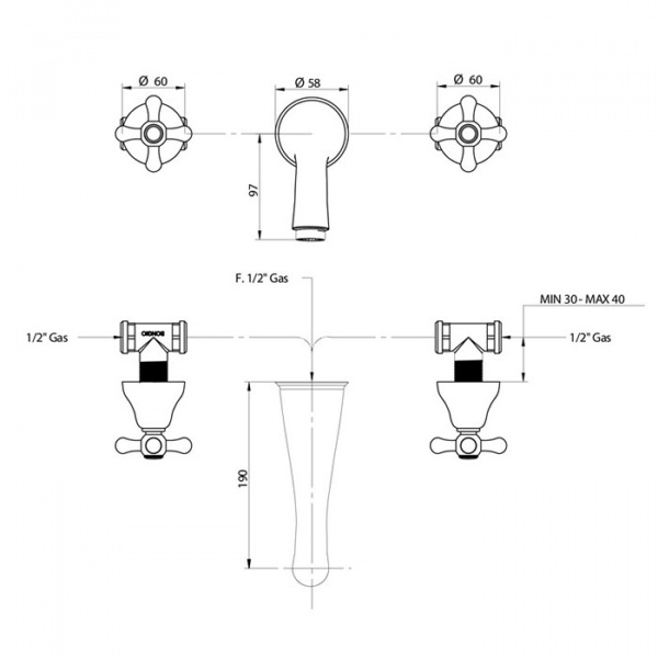 Смеситель для раковины Bongio Axel, цвет: хром