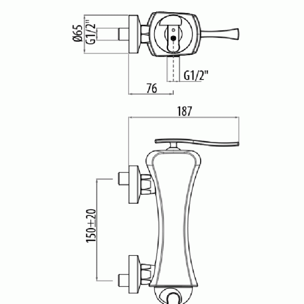 Gattoni Icarus Смеситель для душа, ручка справа, выпуск снизу, цвет: хром