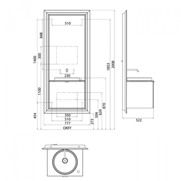 EMCO Touch 600 classic Комплект мебели с выдвижным ящиком, хром/белый ELS