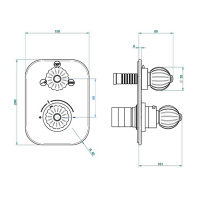 THG Mandarine metal Смеситель для душа встраиваемый, термостатический, с переключателем на 2 положения, внешняя часть, цвет: хром/золото
