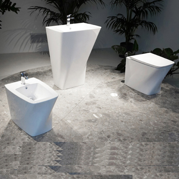 Azzurra Hera Биде напольное приставное 57х38х42 см,  с 1 отв под смеситель, с крепежами, цвет: белый