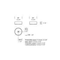 NOORTH milldue edition Раковина 37х13 см, без отв., накладная, цвет: белый