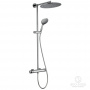 HUBER Chronos Настенная душевая система:термостатический смеситель для душа,верхний душ,ручной душ с держателем и шлангом, цвет: хром