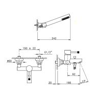 Nicolazzi Leva Arena Смеситель для ванны на 2 отверстия, с душевой лейкой, цвет: хром