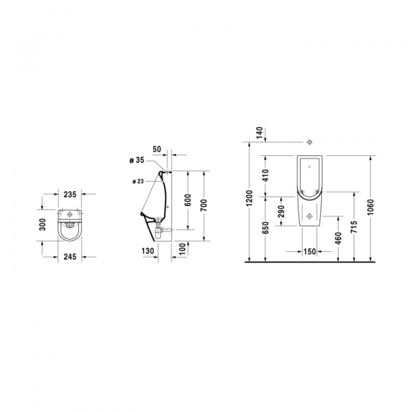 Duravit Starck 3 Писсуар с верхней подачей воды, безободковый, с креплением, цвет: белый