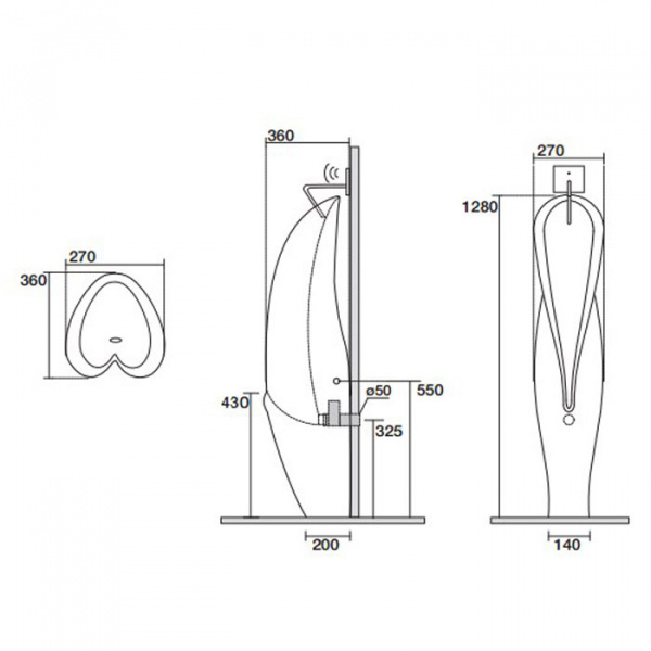 Kerasan Artwork Писсуар напольный  &quotGROOVE", с креплением и сифоном, цвет: белый