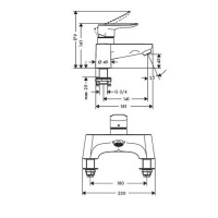 Hansgrohe Metris Смеситель на край ванны, на 2 отверстия, цвет: хром